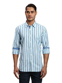 Parx - Slim Fit Stripe Blue Shirt