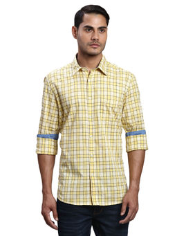Parx - Slim Fit Checkered Yellow Shirt