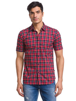 Parx - Slim Fit Checkered Red Shirt