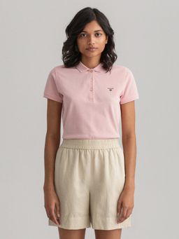 GANT - Womens Solid Pink Polo T-Shirt