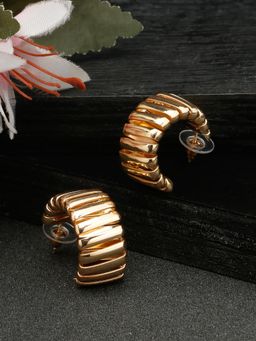 Stol'N - Gold-Toned Stylish Half Hoops Earrings