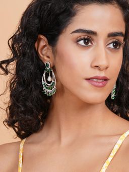 STILEADDA - Gorgeous Green American Diamond Chandbali Earrings