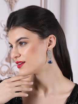 STILEADDA - Blue Cascade Long Ad Stone Earrings