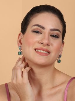 STILEADDA - Exquisite Minimalist Look Green Cz Ad Statement Earrings