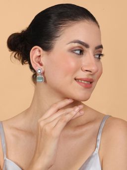 STILEADDA - Exquisite Minimalist Look Mint Green Cz Ad Statement Earrings