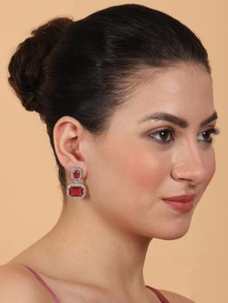 STILEADDA - Exquisite Minimalist Look Red Cz Ad Statement Earrings
