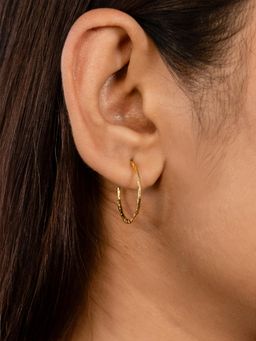 Shaya by CaratLane - 925 Silver Stylish Gold Plated Hoop Earrings