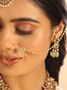 Nuyug - White Elegant Kundan Nose Ring