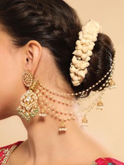 Nuyug - Gold Plated Jhumki Style Drape Pearl Ear Chain