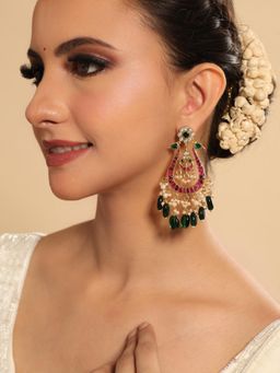 Nuyug - 22K Gold Plated Mayura Multi-Color Dangler Earrings