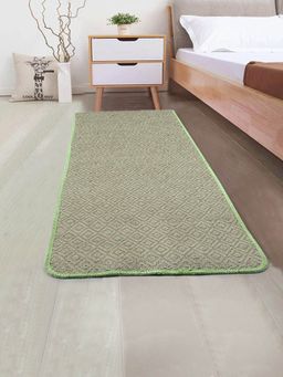 Saral Home - Cotton & Jute Bedside Runner-Green-40X120 Cm