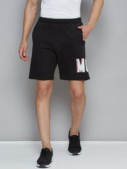 Alcis - Men Black Typography Printed Slim Fit Running Sports Shorts