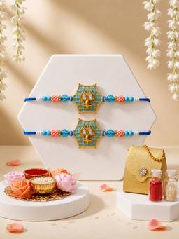 ADIVA - Spider Thread Rakhi with Pooja Thali and Roli Chawal Bag Gift Set