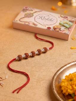 TOUCH925 - Pure 925 Silver Panch Rudraksha Rakhi Gift Box