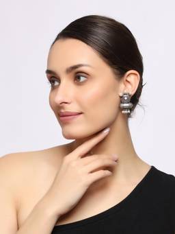 VENI - Silver-Plated Classic Oxidised Drop Earrings