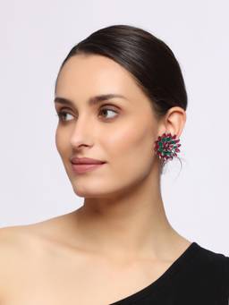 VENI - Silver-Plated Oxidised Floral Earrings