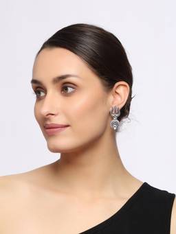 VENI - Silver-Plated Oxidised Classic Drop Earrings