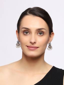 VENI - Silver-Plated Classic Oxidised Drop Earrings