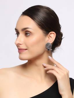 VENI - Silver-Plated Oxidised Classic Earrings