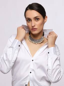 VENI - Silver-Plated Oxidised Choker Necklace