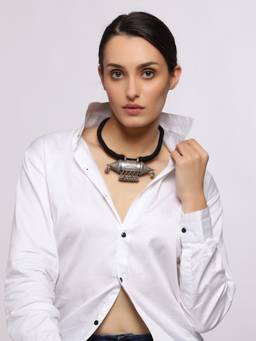 VENI - Silver-Plated Oxidised Choker Necklace