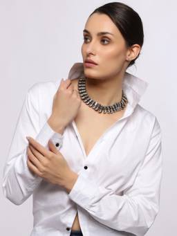 VENI - Silver-Plated Oxidised Choker Necklace