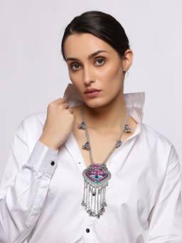 VENI - Silver-Plated Oxidised Necklace