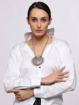 VENI - Silver-Plated Oxidised Long Necklace