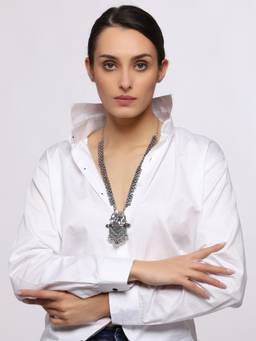 VENI - Silver-Plated Oxidised Necklace