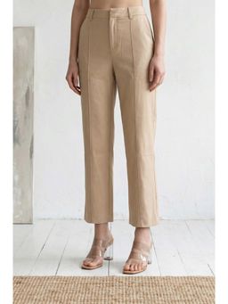 Elleven - Beige Solid/Plain High Waist Pant