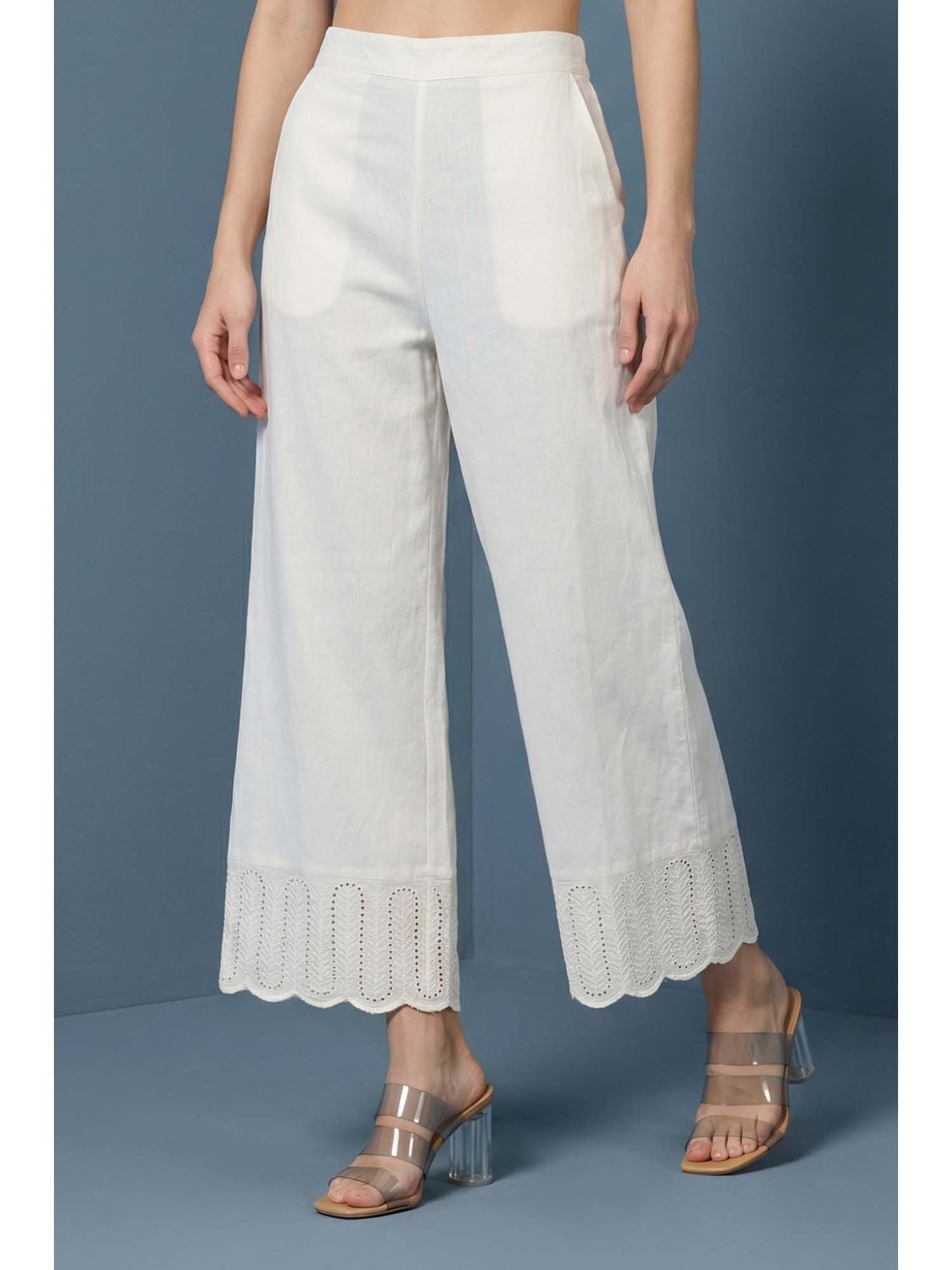 aurelia Off White Embroidered Mid Waist Pant-picture-35