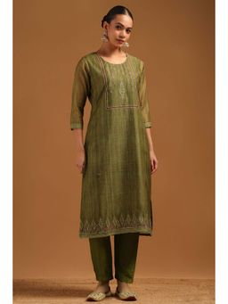 Soch - Green Printed Three Fourth Sleeves Kurta & Pant