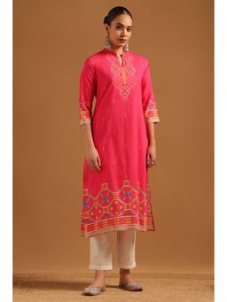 Soch - Pink Printed Three Fourth Sleeves Kurta & Pant