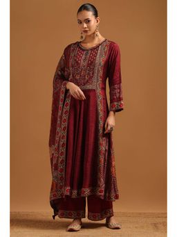 Soch - Maroon Floral Three Fourth Sleeves Co-ord Set