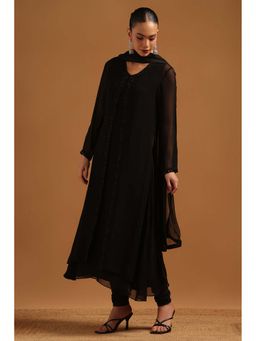 Soch - Black Embellished/Sequined Full Sleeves Kurta With Shrug & Pant-Dupatta