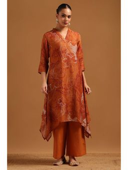 Soch - Rust Floral Three Fourth Sleeves Kurta & Pant