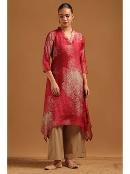 Soch - Red Paisley Three Fourth Sleeves Kurta & Pant