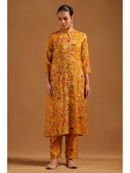 Soch - Mustard Printed Three Fourth Sleeves Co-ord Set