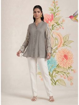 Lakshita - Grey Embroidered Full Sleeves Shirt