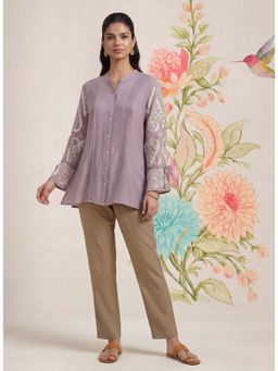 Lakshita - Lavender Embroidered Full Sleeves Shirt