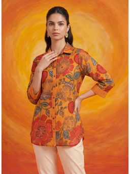 Lakshita - Mustard Floral Three Fourth Sleeves Shirt