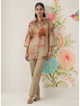 Lakshita - Beige Printed Three Fourth Sleeves Shirt