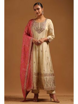 Soch - Beige Embellished Three Fourth Sleeves Kurta Pant with Dupatta