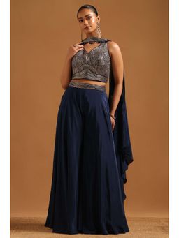 Soch - Navy Blue Embellished/Sequined Sleeveless Co-ord Set