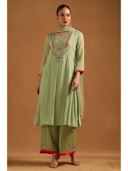 Soch - Green Embellished/Sequined Three Fourth Sleeves Kurta Palazzo & Dupatta