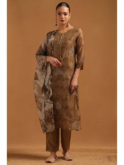 Soch - Olive Embellished/Sequined Three Fourth Sleeves Kurta Pant with Dupatta