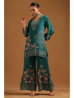 Soch - Teal Floral Three Fourth Sleeves Co-ord Set