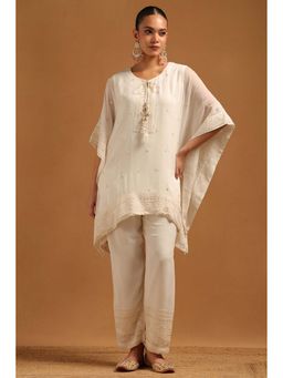 Soch - Off White Embellished/Sequined Flared Sleeves Kaftan & Pant