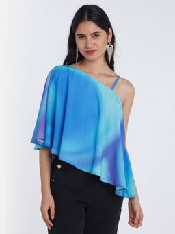 Zink London - Women Blue Metaverse Single Shoulder Top