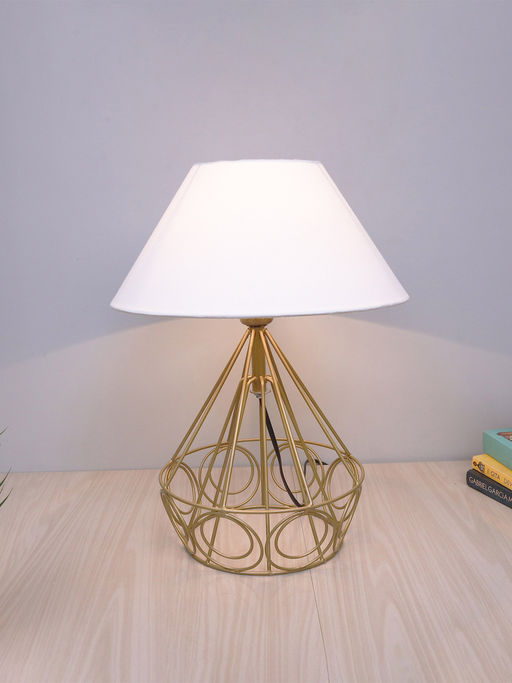 Homesake Metal Golden Table Lamp Diamond White